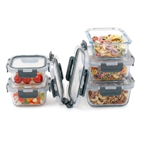 Boîte à lunch classique personnalisée en verre borosilicate, réutilisable, pour la préparation des repas, boîte à bento rectangulaire pour l'école, ensemble de boîtes à lunch