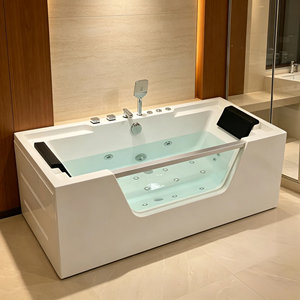 Baignoire Spa 2 Personnes en Acrylique Blanc COMO <span class=keywords><strong>avec</strong></span> Jets Hydromassants, Drain et Robinet Inclus pour Utilisation Intérieure ou Hôtels - Product Image 1
