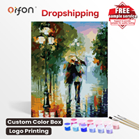 Kit de Peinture à l'Huile DIY Impressionniste Parapluie Couple Rue Pluvieuse Peinture par Numéros Vente en Gros Support Personnalisation Photo Dropshipping
