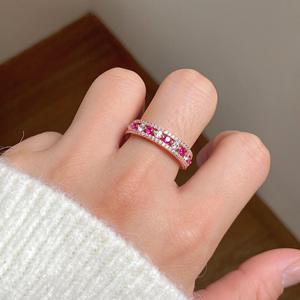 Cincin Wanita Berlapis Emas Mawar 18K dan Perak Murni S925 dengan Korundum Merah, Cincin Mewah Serbaguna untuk Janji - Product Image 4