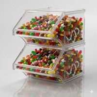 Contenants alimentaires empilables transparents en PC, bacs à bonbons en acrylique, distributeurs de bonbons