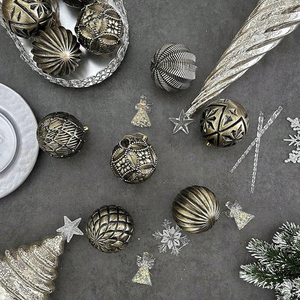 Vintage Christmas Ball Ornaments <b>Sets</b> Plastic Farmhouse Distressed Tree Decorations Shatterproof Antique Traditional Style - Product Image 5