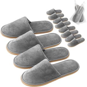 Premium paia di pantofole monouso antiscivolo lavabili a punta chiusa di cristallo pantofole in velluto per uso domestico per gli ospiti - Product Image 1