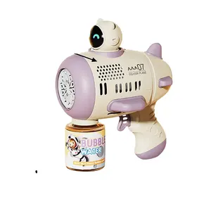 Machine à bulles fusée entièrement automatique 12 trous forme Spaceman souffleur avec pistolet à bulles léger garçons filles jouets enfants jour cadeau