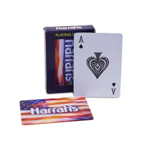 Kustom plastik PVC Poker halus tahan air berlapis emas hadiah kreatif tahan lama Poker bermain kartu