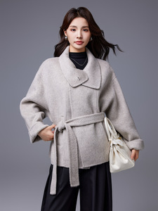 Nuovo Cappotto in Lana di <span class=keywords><strong>Yak</strong></span> con Collo Alto Elegante e Slim, Doppio Petto con Ampio Risvolto in Pizzo Vintage - Product Image 3