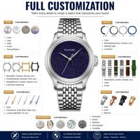 Reloj de Vestir Clásico Minimalista para Hombre con Esfera de Piedra de Lujo, Movimiento Mecánico Miyota 9039 de Japón, Personalizado con Aventurina, ODM OEM