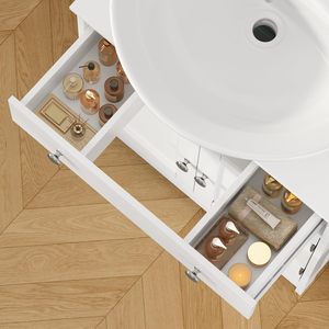 <span class=keywords><strong>Meuble</strong></span> de rangement moderne blanc <span class=keywords><strong>sous</strong></span> évier avec 2 portes et un tiroir, <span class=keywords><strong>meuble</strong></span> <span class=keywords><strong>sous</strong></span>-évier en U pour salle de bain - Product Image 6