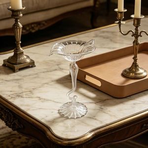 Cute Pink Bow Clear Glass Handmade Candlestick Holder Elegant <strong>Tall</strong> Ribbed Candle Stand Christmas Easter Desk/<strong>Table</strong> Aesthetic - Product Image 4