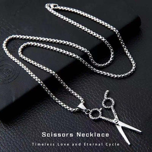 Collier pendentif ciseaux en alliage, bijoux hip-hop punk pour hommes et femmes - Product Image 1