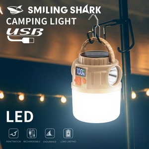 Smiling Shark Camping <b>Light</b> <b>Led</b> <b>Usb</b> Rechargeable Solar Powered Outdoor Lamp - Product Image 1