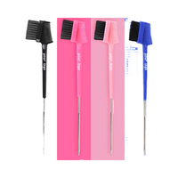 3 1 Brosse de contrôle des bords Logo personnalisé Compact Pintail Peigne à sourcils double face Outils de cheveux en nylon pour perruque à dentelle Bord de cheveux de bébé