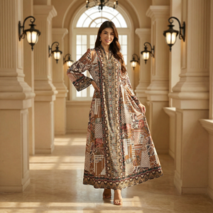 Nuevo Estilo, Vestido Musulmán de Chifón Rojo con Estampado Elegante y de Lujo para Mujer, Proveedor Mayorista - Product Image 1