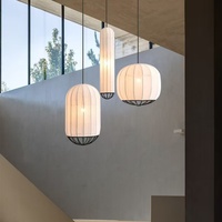 Suspension nordique Simple LED lustre en tissu avec 3 styles de forme ovale pour îlot de cuisine salle à manger intérieure