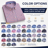 Camisa Oxford de Algodón 100% para Hombre, Primavera-Verano, Corte Slim Fit, Manga Corta, a Cuadros, Casual, de Negocios, Antiarrugas, Teñida con Hilo