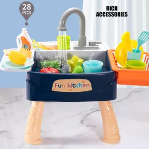 Детский игрушечный стол для мытья в посудомоечной машине, имитация смесителя для раковины, электрический стол для мытья с циркуляцией воды, детские игрушки для ролевых игр
