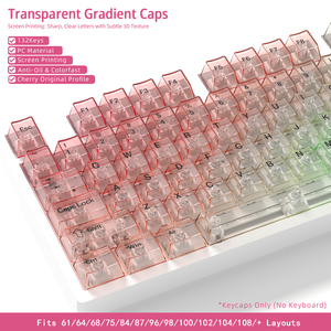 Keycaps in PC Trasparente Sfumato da 132 Tasti, Profilo Originale, Stampa Nitida, Compatibili con la Maggior Parte delle Tastiere Meccaniche da Gaming - Direttamente dalla Fabbrica - Product Image 1