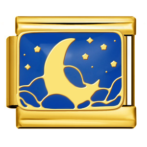 Stainless Steel Blue Star Moon Series Rectangle Charms For Bracelet Making DIY Jewelry Accessories Italian Modular Beads - Product Image 5