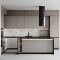 Cbmmart Factory Solution de construction tout-en-un : Meubles de cuisine modernes en bois massif avec évier et robinet intégrés, 1 ensemble
