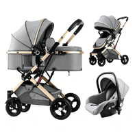 Poussette pour nouveau-né, chariot de bébé pour 0-36 mois, système de voyage pliable 3 en 1 avec cadre en alliage, poussette avec siège auto de sécurité