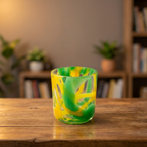 Photophore en verre tourbillonné jaune-vert, rond, 4,6 pouces - Product Image 3