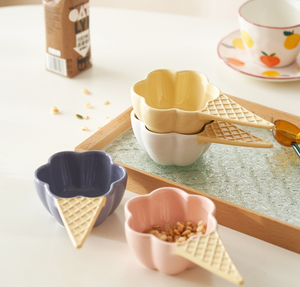 Wholesale Cute Ice Cream Cone Design <b>Ceramic</b> Dessert Bowl Colorful Porcelain Serving Bowl for Ice Cream & Snacks - Product Image 5