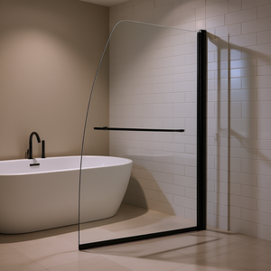 Porte de douche sans cadre en verre trempé 34 po L x 55 po H, coulissante, noire, design minimaliste pour salle de bain - Product Image 2