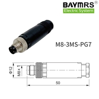 Adaptador tipo BAYMRS M8 Y 1 macho a 2 hembra Splitter Conector circular M8 de 4 vías con PIN de código