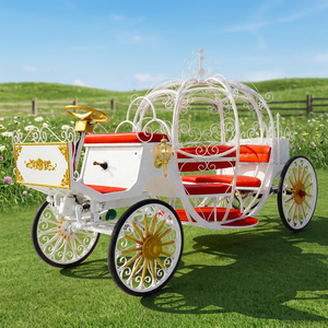 Chariot de Mariée Blanche de Contes de Fées, Thème Cendrillon Fantaisie, Chariot à Chevaux Citrouille pour Entrée de la Mariée à Vendre - Product Image 1