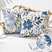 Housse de coussin personnalisée à motif floral aquarelle pour canapé de salon, en tissu de lin imprimé numériquement, motif feuille botanique