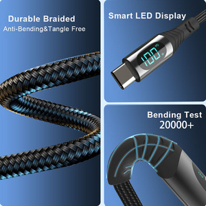 Pd 100W bện tùy chỉnh bán buôn LED hiển thị Loại C để Loại C 5A siêu nhanh sạc điện thoại Di động Cáp dữ liệu iPhone 17 máy tính xách tay - Product Image 4