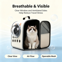 Sac à dos de transport pour animaux de compagnie Space Capsule, fenêtre de visualisation transparente, sac de voyage ventilé et confortable pour chats, activités de plein air