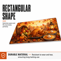 Alas Meja Gaming Thanksgiving 900x400mm, Cetakan Anime Tema Panen Turki, Alas Mouse Kain Jahitan Anti-Selip, Dekorasi Musim Gugur yang Nyaman