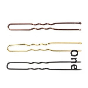 หมุดบ๊อบบี้คุณภาพสูง50/100ชิ้นดีไซน์รูปตัวยูสีน้ำตาลทองสีดำสีเงิน - Product Image 5