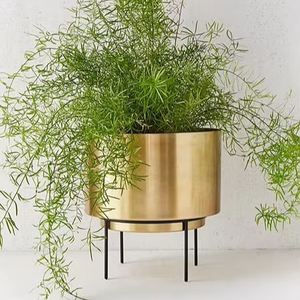 Maceta redonda decorativa de metal para plantas suculentas, uso en interiores y exteriores - Product Image 1