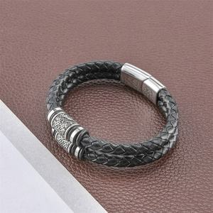 High Quality Wholesale Genuine Leather <b>Men</b> <b>Bracelet</b> Custom Fashion Jewelry Bangle - Product Image 5