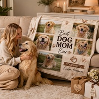 Couverture Photo Personnalisée pour Maman de Chien, Plaid Doux en Polaire Flanelle pour Amoureux d'Animaux, Cadeau OEM ODM