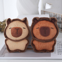 Porte-clés en peluche Capybara Kawaii, jouet en peluche doux et moelleux, pendentif de sac, breloque clé, motif biscuit et pain grillé