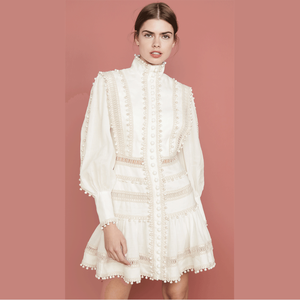 Lancai automne nouvelles femmes mode bohème doux coton manches longues bouffantes col haut tenue décontractée - Product Image 2