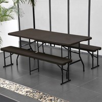 Table pliante en plastique portable de couleur bois, pour usage hôtelier, mobilier d'extérieur moderne, pieds en métal, coussin imperméable, panneau pour salon