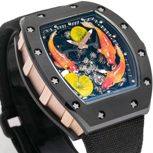 <span class=keywords><strong>Relojes</strong></span> de Lujo para <span class=keywords><strong>Hombre</strong></span>, Estilo RMS10, Reloj Mecánico Manual con Tourbillon y Pez Koi 3D, Reloj de Pulsera Deportivo Artístico con Grabado en Oro Rosa de 18K - Product Image 3