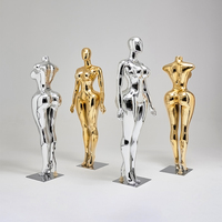 Mannequin en plastique pour femme, corps entier, BBL, corps galbé, grande taille, mannequin brillant en or rose, argent, électroplaqué, mannequin chromé