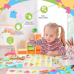 Rompecabezas 3d para niños pequeños, juego de estante con letras y números del alfabeto inglés, juguetes educativos Montessori para aprendizaje, tablero de madera - Product Image 3