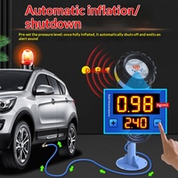 Pompa Ban Mobil Digital Silinder Ganda Logam, Dapat Dipasang di Dinding/Dirakam di Lantai, Layar Digital, Selang Panjang, Tekanan Tinggi