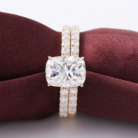 Bague de fiançailles en moissanite à double couche sertie pavé, bijoux fins pour femmes