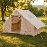 Tente Gonflable Compacte 6,3 m² Colonne d'Air Standard Oxford 210D Kaki 3-4 Personnes Famille Portable Facile à Monter Glamping Camping