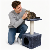 Arbre à chat moderne compact pour intérieur, tour à chat en peluche, griffoir, maisonnette pour chat, jouet en sisal FIRSTWELL 60cm 2 niveaux