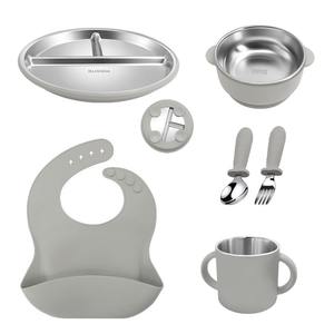Atacado Personalizado Clássico Dos Desenhos Animados Padrão BPA-free Silicone Baby Feeding Set Destacável Aço Inoxidável Toddlers Plate <span class=keywords><strong>Bowl</strong></span> - Product Image 3