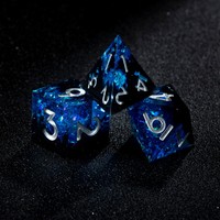 Ensemble de dés polyédriques transparents violets en gros, 7 pièces, noyau liquide, bords tranchants, dés DND pour jeux de rôle sur table