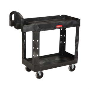 Carrello multiuso Rubbermaid con ripiano e bordo rialzato, nero, di qualità commerciale - Product Image 2